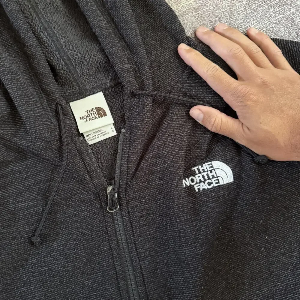 Men's The North Face Lyons Black Fleece 1/4 Zip Pullover Hoodie Sweatshirt Sz L